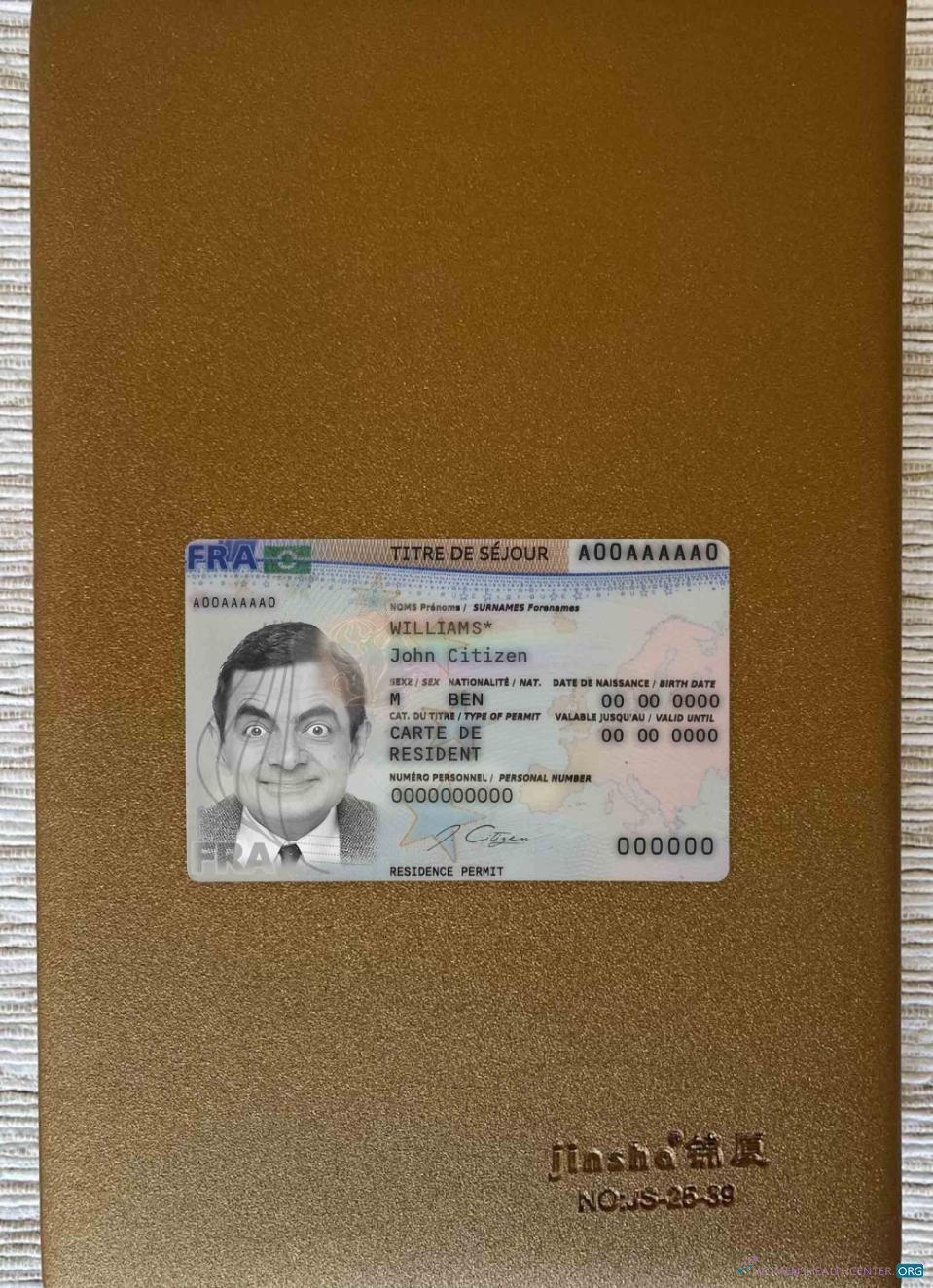 Download France new residence card 2019   present photolook FRONT Photoshop template